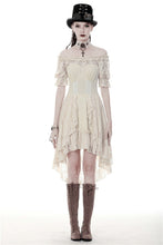 Load image into Gallery viewer, Steampunk beige cocktail short sleeves dress DW358