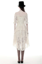Load image into Gallery viewer, Steampunk beige cocktail short sleeves dress DW358