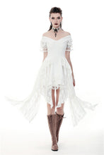 Load image into Gallery viewer, Steampunk white wedding short sleeves dress  DW362