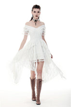 Load image into Gallery viewer, Steampunk white wedding short sleeves dress  DW362