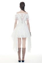 Load image into Gallery viewer, Steampunk white wedding short sleeves dress  DW362