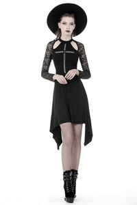 Gothic hollow cross dress with lacey long sleeves DW363 - Gothlolibeauty