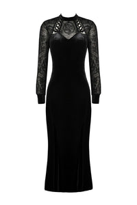 Gothic long velvet slim party dress  DW368 - Gothlolibeauty