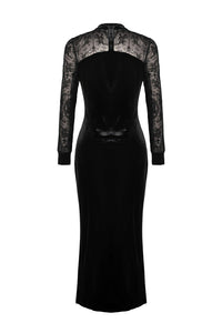 Gothic long velvet slim party dress  DW368 - Gothlolibeauty