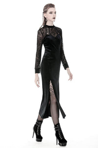 Gothic long velvet slim party dress  DW368 - Gothlolibeauty