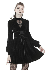 Gothic double heart front belt waist dress DW373 - Gothlolibeauty