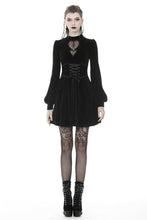 Load image into Gallery viewer, Gothic double heart front belt waist dress DW373 - Gothlolibeauty