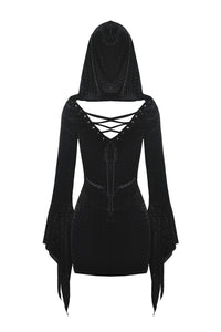 Gothic witch holloween hooded slim dress DW375 - Gothlolibeauty