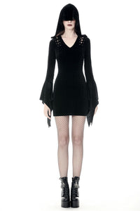 Gothic witch holloween hooded slim dress DW375 - Gothlolibeauty