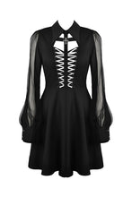 Load image into Gallery viewer, Gothic coffin and cross front long sleeves dress DW378 - Gothlolibeauty