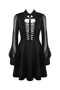 Gothic coffin and cross front long sleeves dress DW378 - Gothlolibeauty