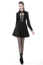 Load image into Gallery viewer, Gothic coffin and cross front long sleeves dress DW378 - Gothlolibeauty