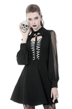 Load image into Gallery viewer, Gothic coffin and cross front long sleeves dress DW378 - Gothlolibeauty
