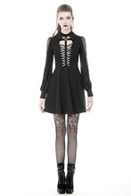 Load image into Gallery viewer, Gothic coffin and cross front long sleeves dress DW378 - Gothlolibeauty