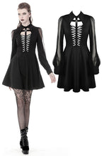 Load image into Gallery viewer, Gothic coffin and cross front long sleeves dress DW378 - Gothlolibeauty