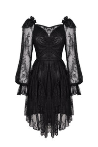 Gothic elegant long sleeves lace midi dress DW383 - Gothlolibeauty