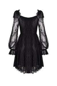 Gothic elegant long sleeves lace midi dress DW383 - Gothlolibeauty