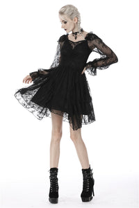 Gothic elegant long sleeves lace midi dress DW383 - Gothlolibeauty