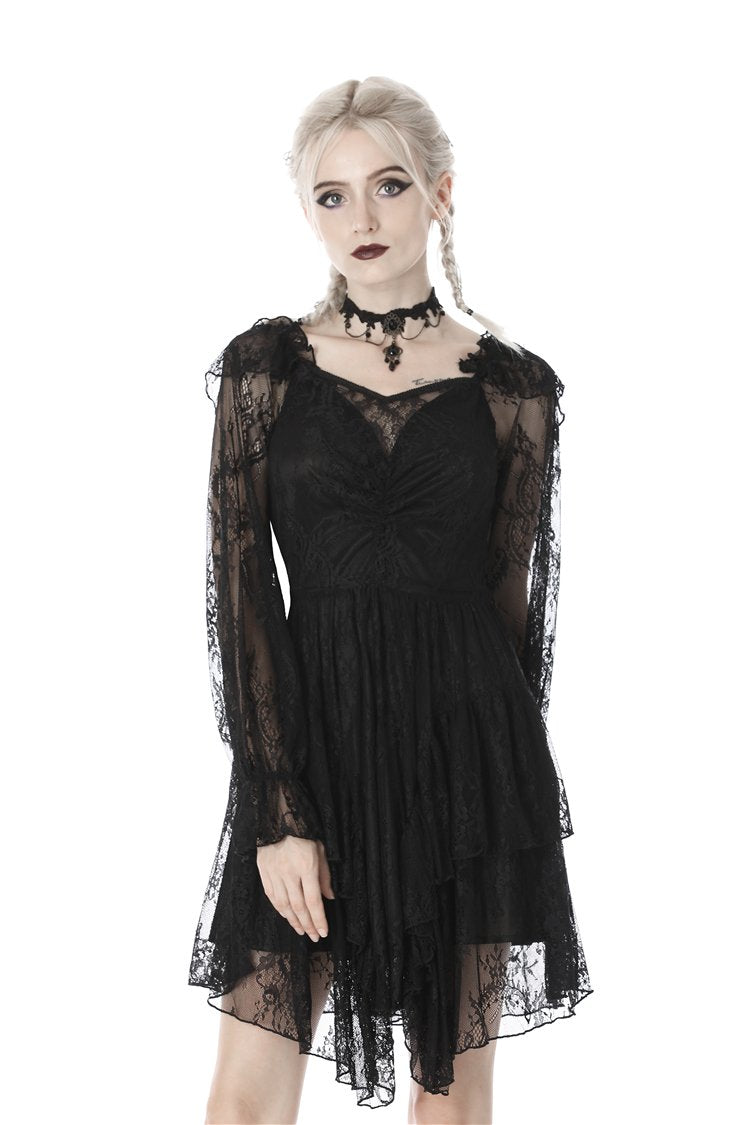 Gothic elegant long sleeves lace midi dress DW383 – DARK IN LOVE