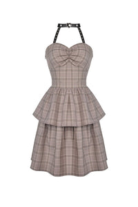 Punk checked layer prom corset dress DW387 - Gothlolibeauty