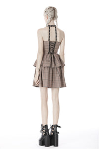 Punk checked layer prom corset dress DW387 - Gothlolibeauty