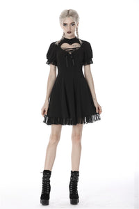 Gothic lolita hearted lace up midi dress DW389 - Gothlolibeauty