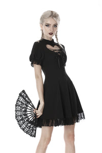 Gothic lolita hearted lace up midi dress DW389 - Gothlolibeauty
