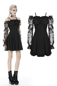 Gothic sexy off-shoulder lacey sleeves dress DW390 - Gothlolibeauty