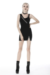 Punk suture asymmetrical tight dress DW392 - Gothlolibeauty