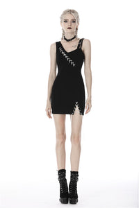 Punk suture asymmetrical tight dress DW392 - Gothlolibeauty
