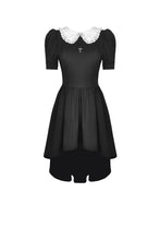 Load image into Gallery viewer, Black lolita Whiteite collar cocktail dress DW397 - Gothlolibeauty