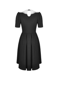 Black lolita Whiteite collar cocktail dress DW397 - Gothlolibeauty