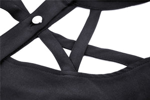 Punk Whiteite lapel collar short sleeves dress DW410 - Gothlolibeauty