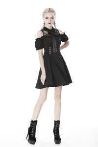 Gothic lolita off shoulder collar bow dress DW415 - Gothlolibeauty