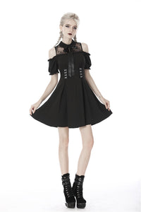 Gothic lolita off shoulder collar bow dress DW415 - Gothlolibeauty