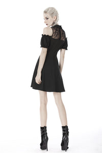 Gothic lolita off shoulder collar bow dress DW415 - Gothlolibeauty