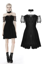 Load image into Gallery viewer, Gothic daliy mesh short sleeves halter dress DW417