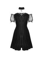 Load image into Gallery viewer, Gothic daliy mesh short sleeves halter dress DW417