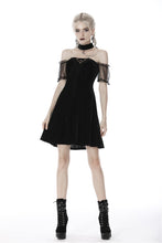 Load image into Gallery viewer, Gothic daliy mesh short sleeves halter dress DW417 - Gothlolibeauty