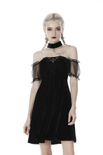 Load image into Gallery viewer, Gothic daliy mesh short sleeves halter dress DW417 - Gothlolibeauty