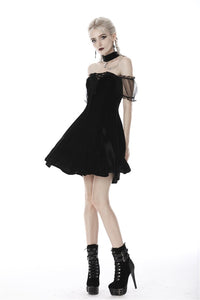 Gothic daliy mesh short sleeves halter dress DW417 - Gothlolibeauty