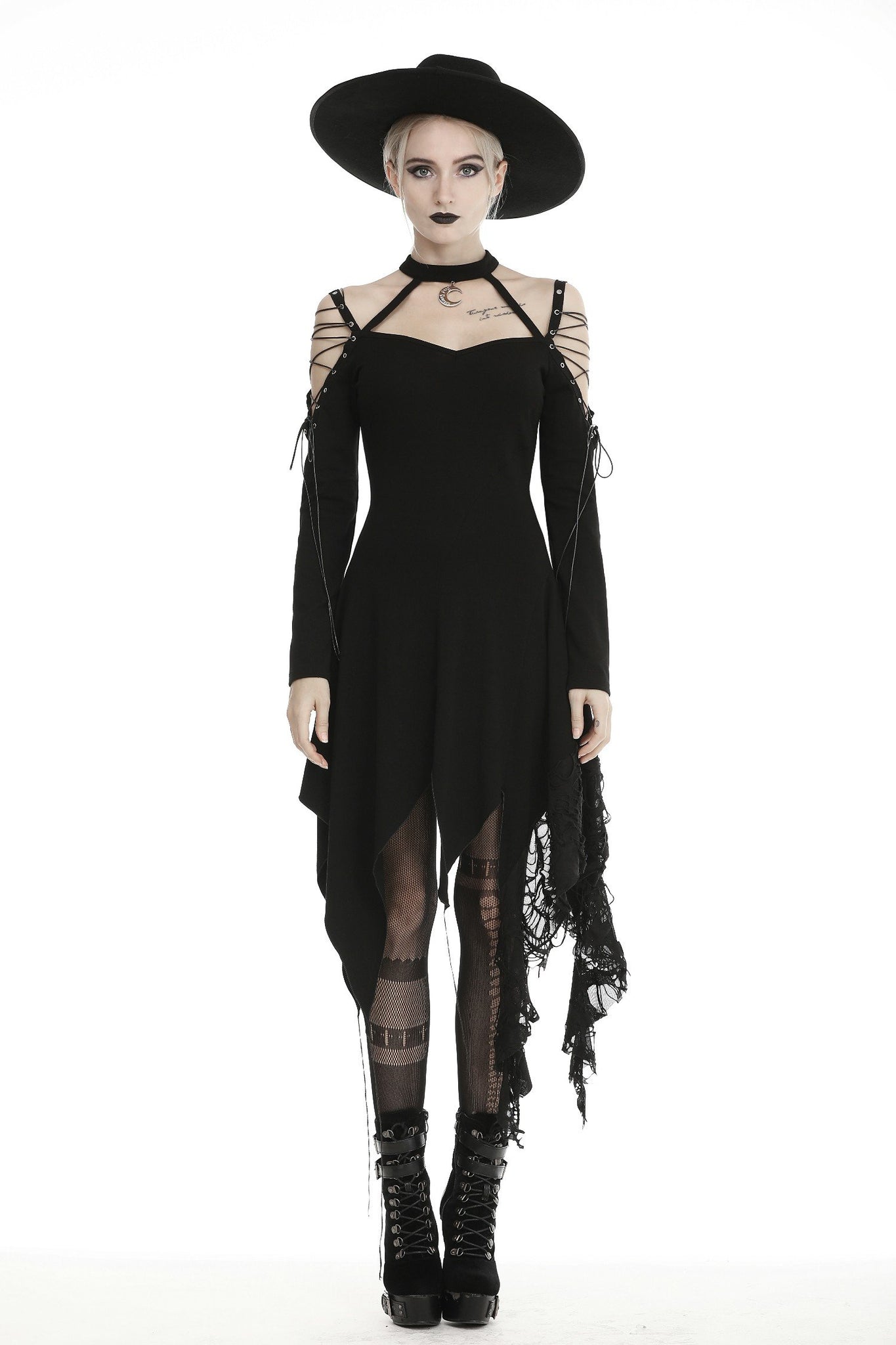 Punk off-shoulders ripped dress DW430 – DARK IN LOVE