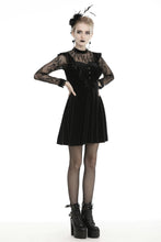 Load image into Gallery viewer, Gothic doll frilly lace velvet dress DW431