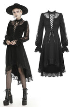Load image into Gallery viewer, Lace lace up longsleeves cocktail gothic dress DW436