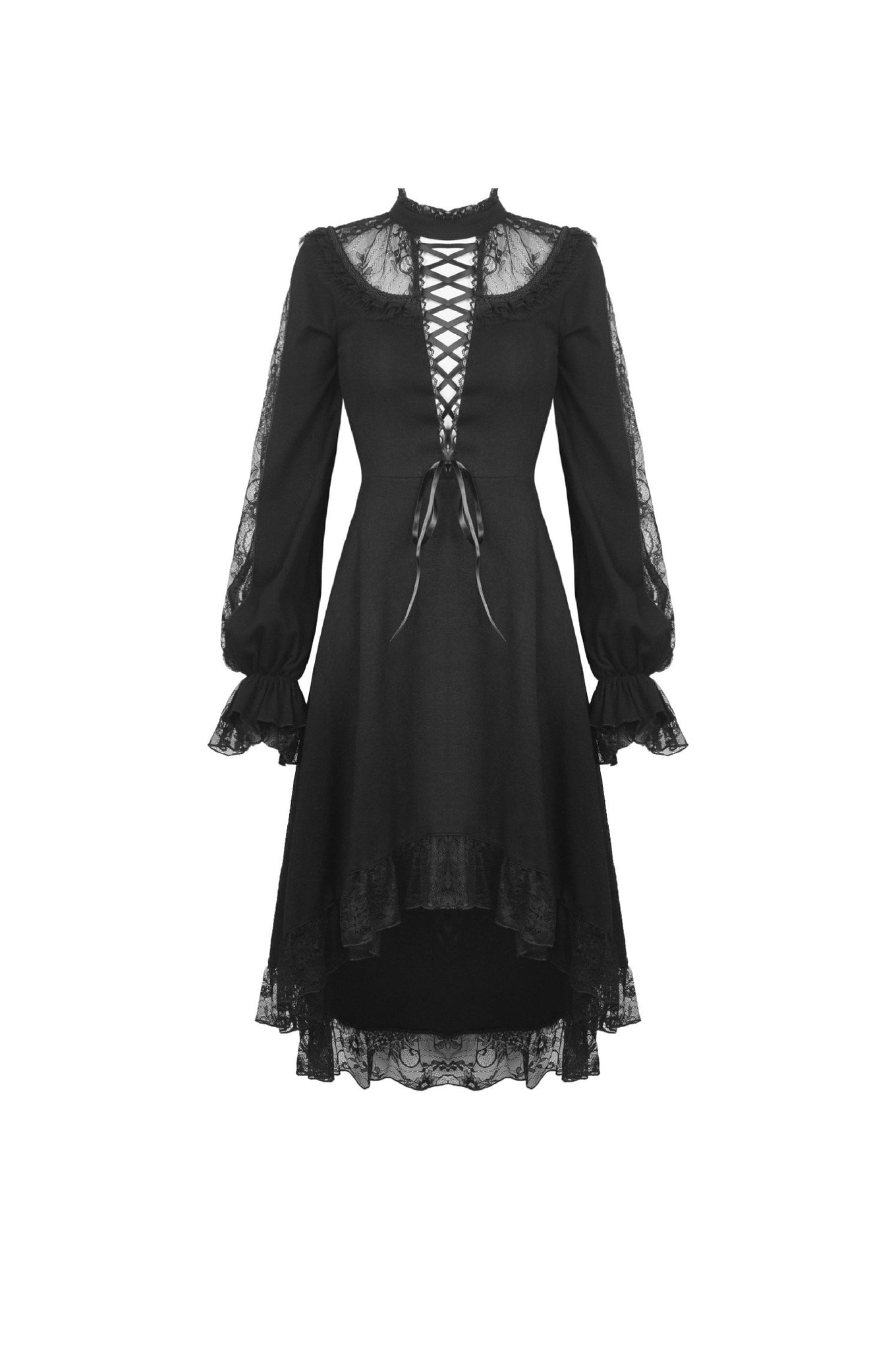 Lace lace up longsleeves cocktail gothic dress DW436 – DARK IN LOVE