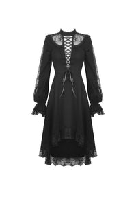Lace lace up longsleeves cocktail gothic dress DW436