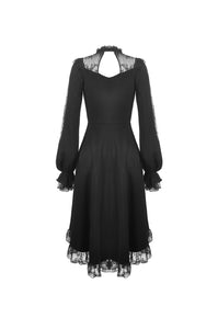 Lace lace up longsleeves cocktail gothic dress DW436