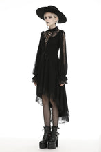 Load image into Gallery viewer, Lace lace up longsleeves cocktail gothic dress DW436
