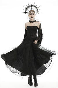 Gorgeous beaded tulle maxi gothic wedding dress  DW437