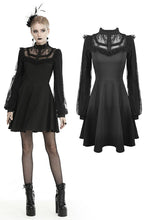 Load image into Gallery viewer, Black dolly frilly lace longsleeves gothic prom dress  DW438